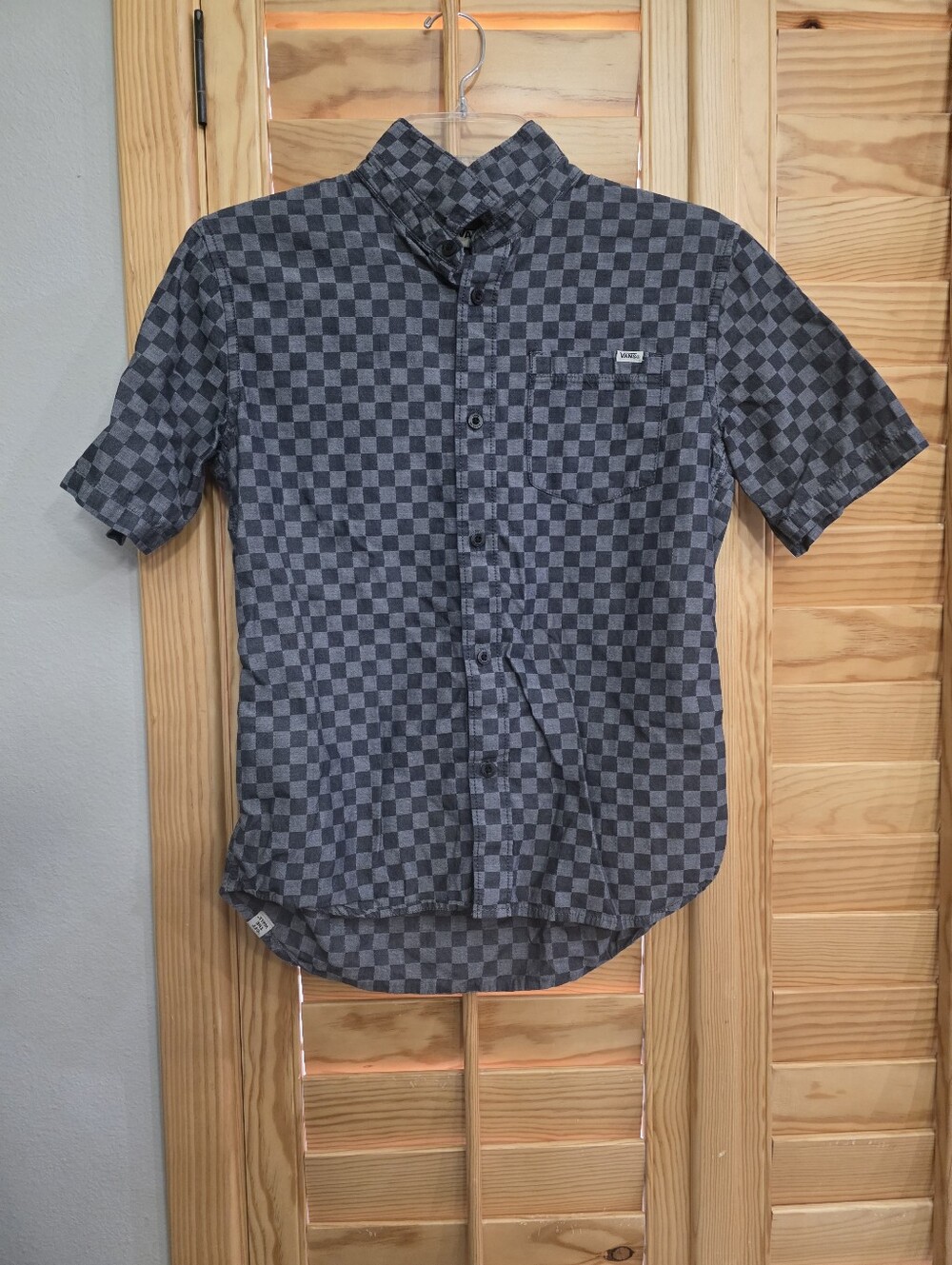 Vans Short-Sleeve Checkerboard Button-Up Shirt - Gray/Black